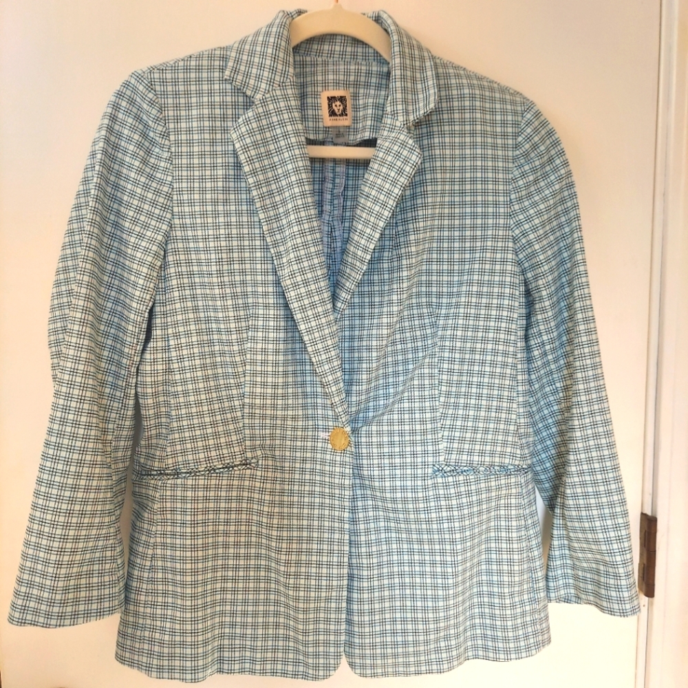 Anne Klein Plaid Blazer S